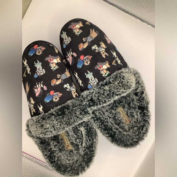 Skechers Shoes - Skechers Gray and Black Faux Fur Memory Foam Slippers